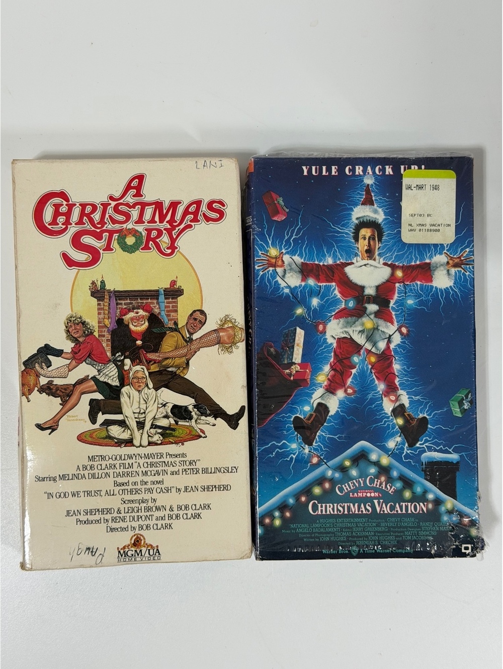 A Christmas Story and National Lampoon's Christmas Vacation VHS Staple Vintage